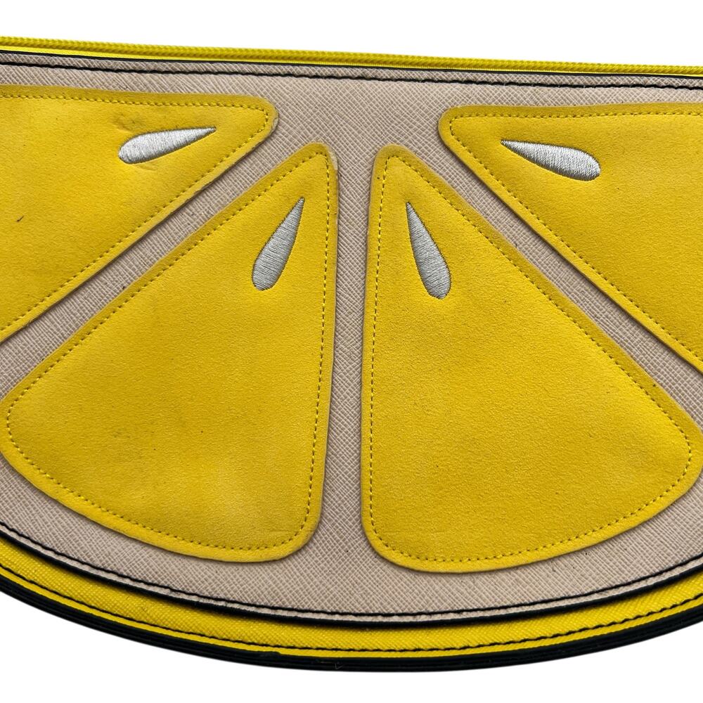 New Look Lemon Wedge Slice Wristlet Clutch Bag Yellow Black Citrus Novelty Y2K - Picture 2 of 7
